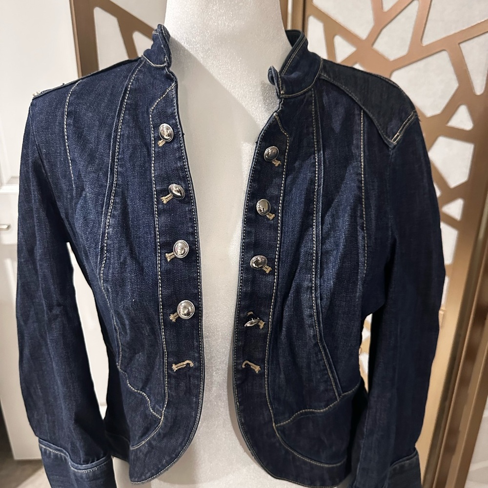 White House Black Market Dark Blue Jean Jacket